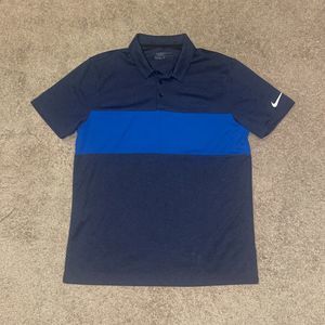 Nike Golf Polo Shirt Drifit Mens Navy Blue Short Sleeve Performance Size Large